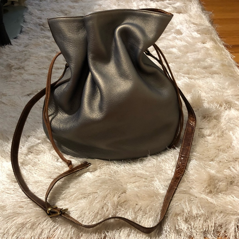 Furla Metallic Drawstring Bucket Bag